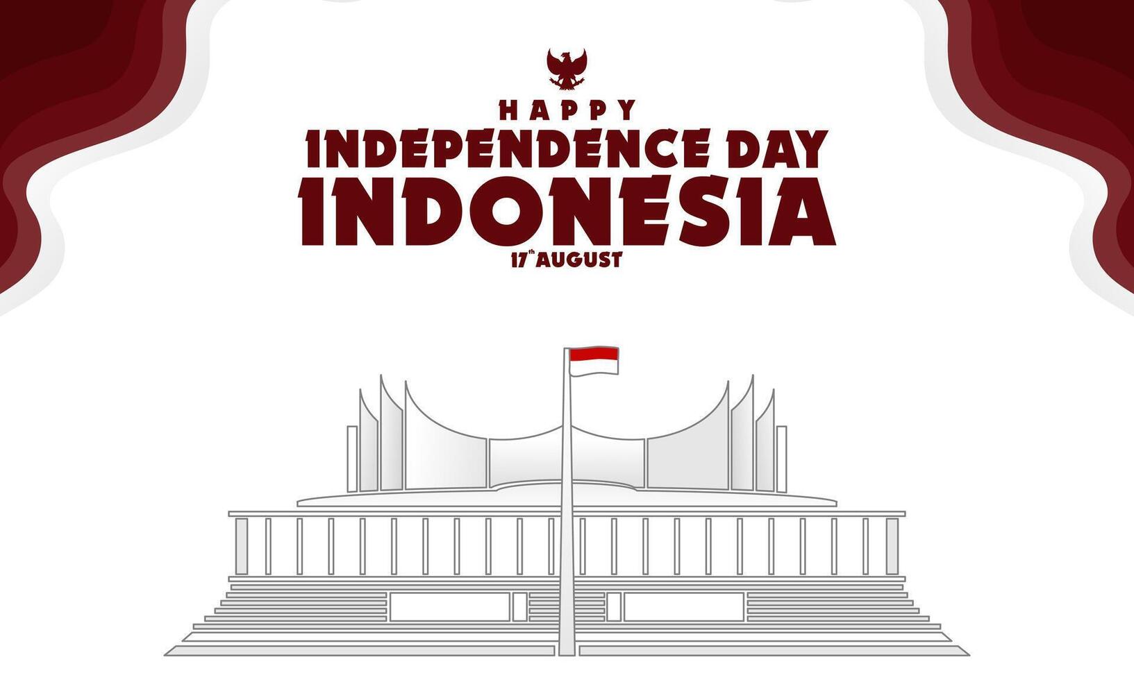 Indonesian independence day background design with copy space vector