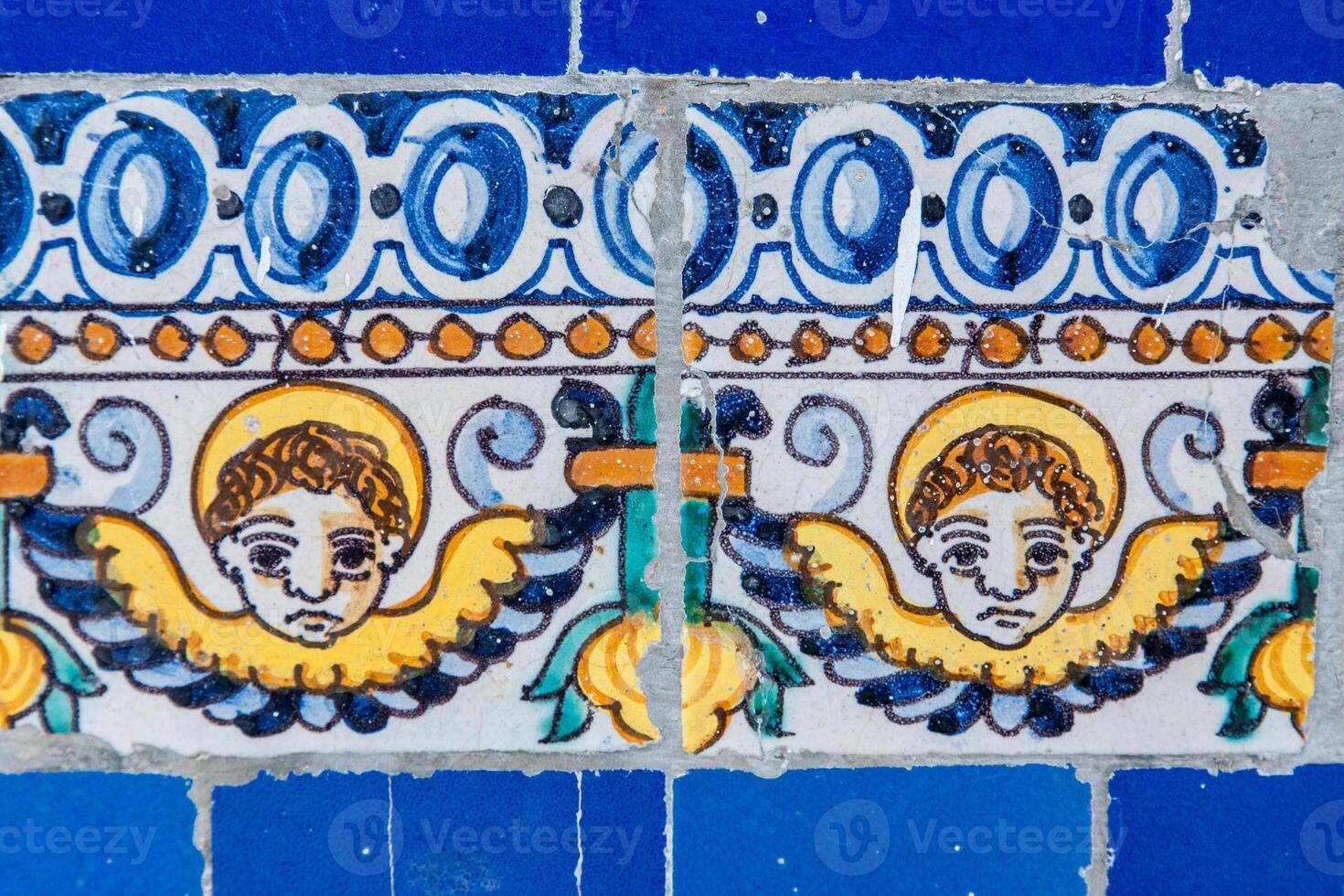 Cherubs on Glazed Ceramic Tiles at Fine Arts Museum Seville Daytime photo