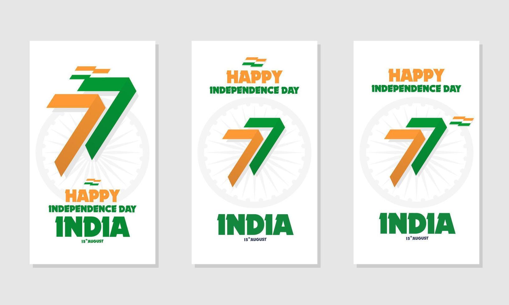 a collection of social media designs with the theme of Indian Independence Day vector