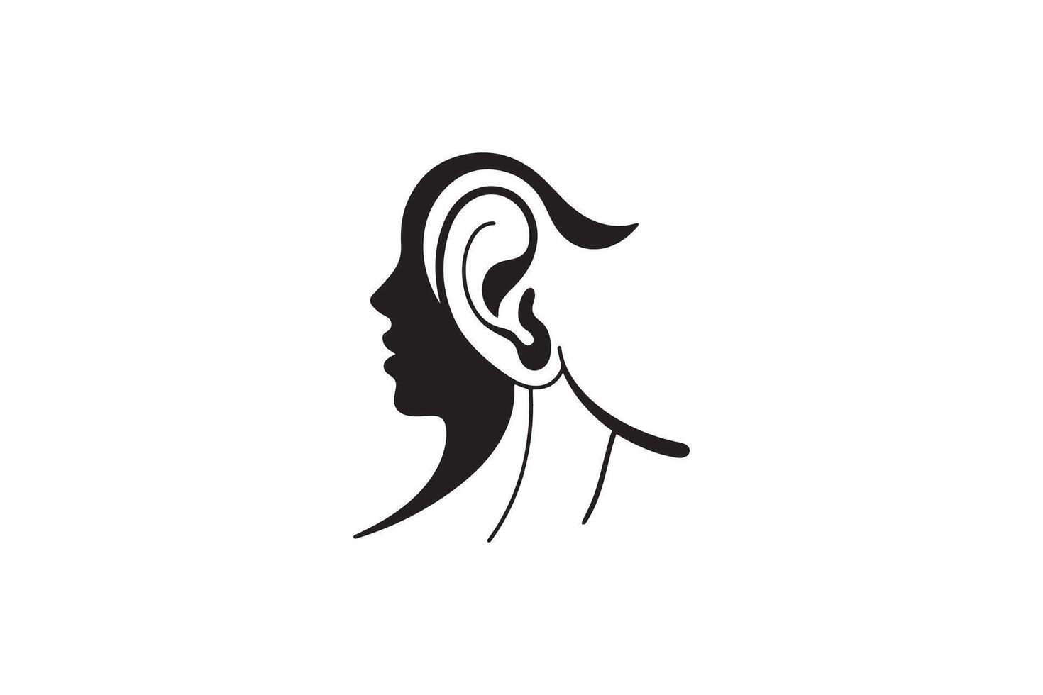Realistic human ear isolated on white background vector