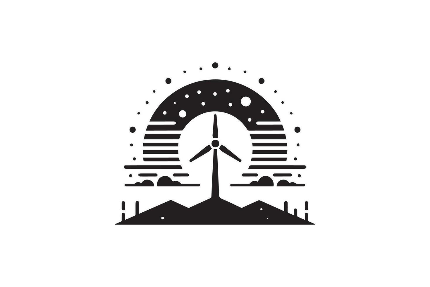 silhouettes of wind turbines. Windmill icon set. Air energy concept vector