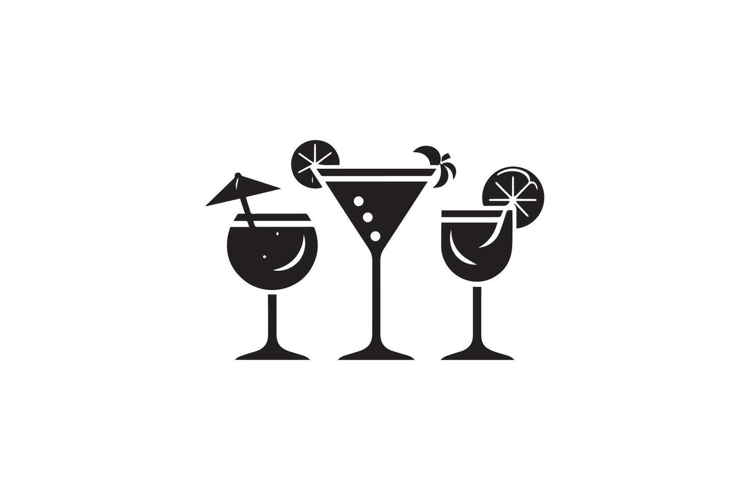 Cocktail glasses silhouette vector