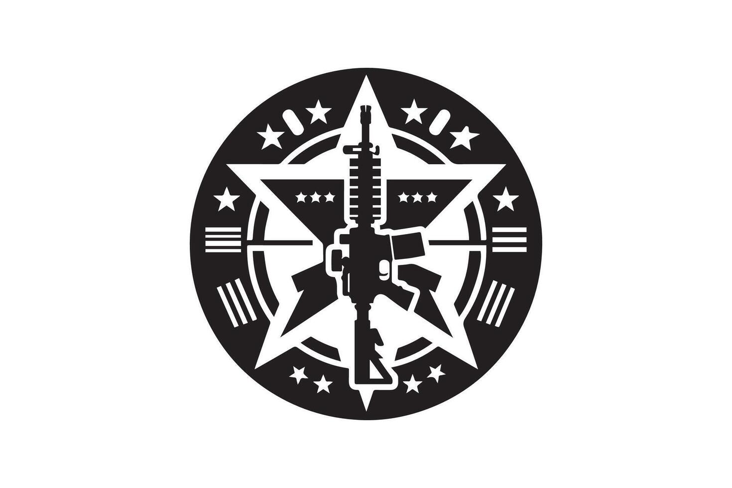 monochrome seal of the United States Navy, US Marine Corps, US Army logo. Military Rank Badge Line Icon illustration vector