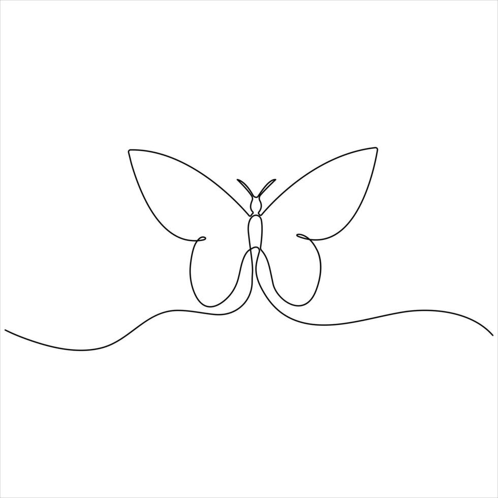 Continuous butterfly single line drawing style illustration vector