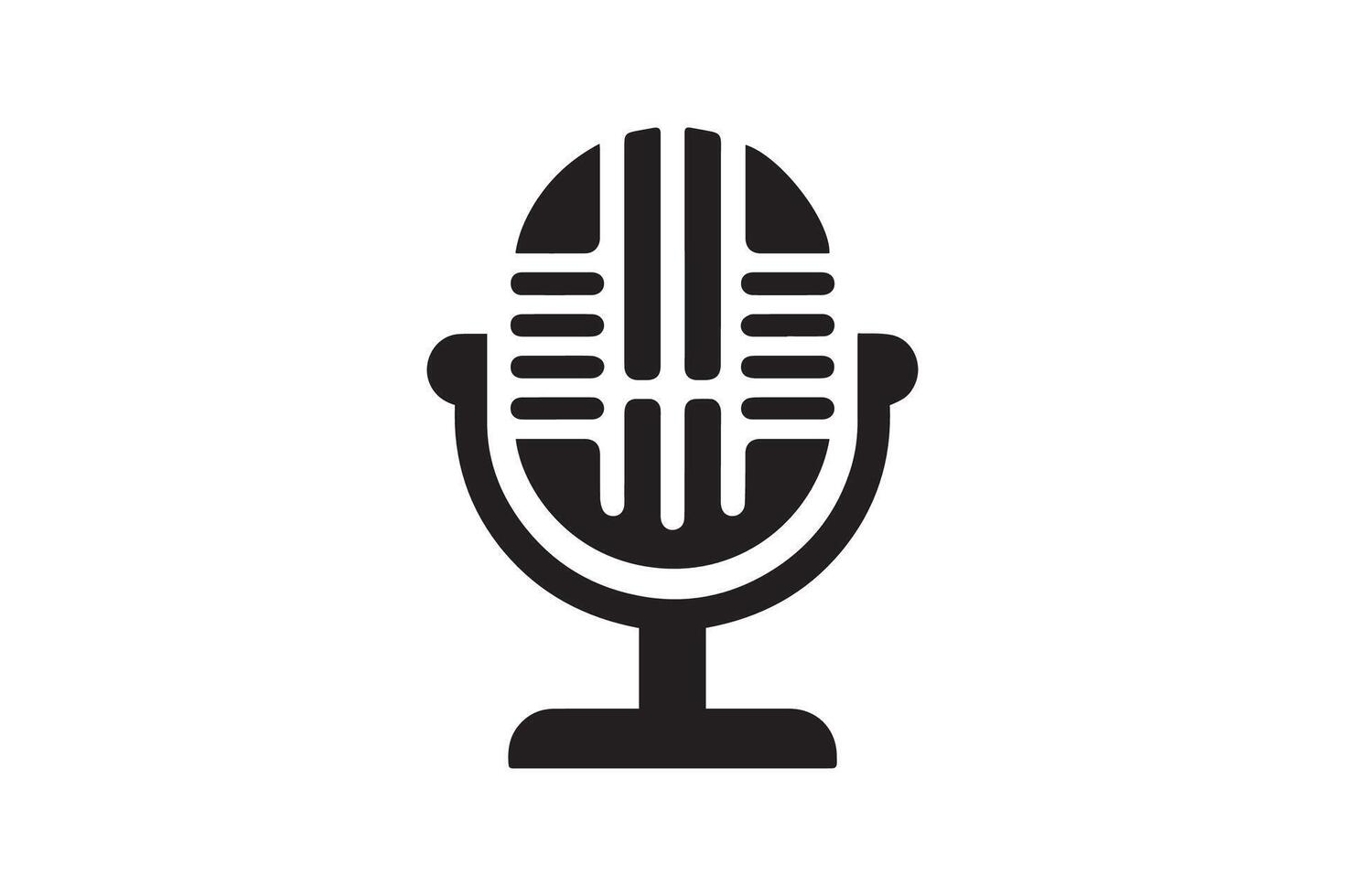 minimalist and simple easy Microphone silhouette, fill with black color, isolated, black and white, white background, simple, not complex vector