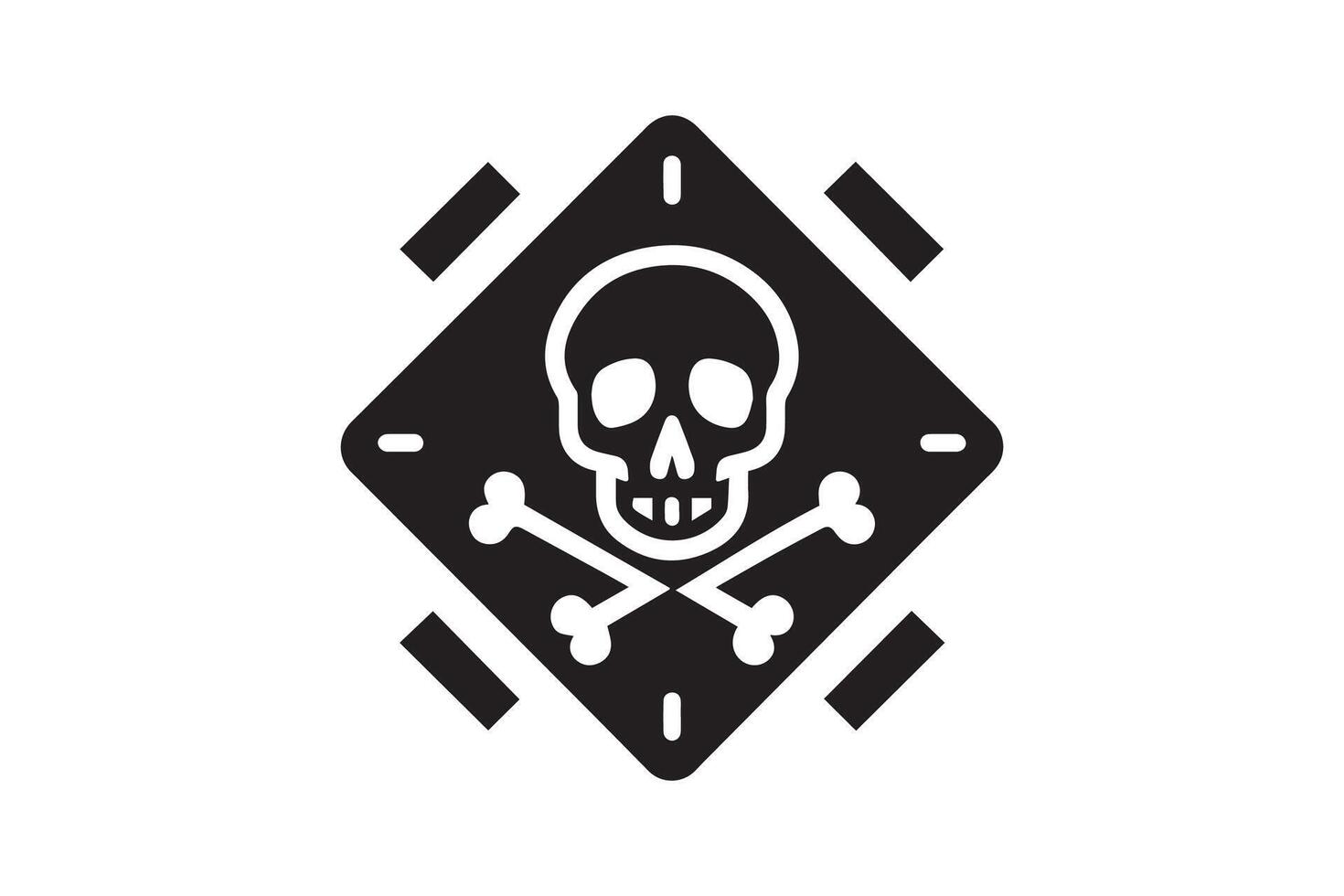 danger sign with skull silhouette vector