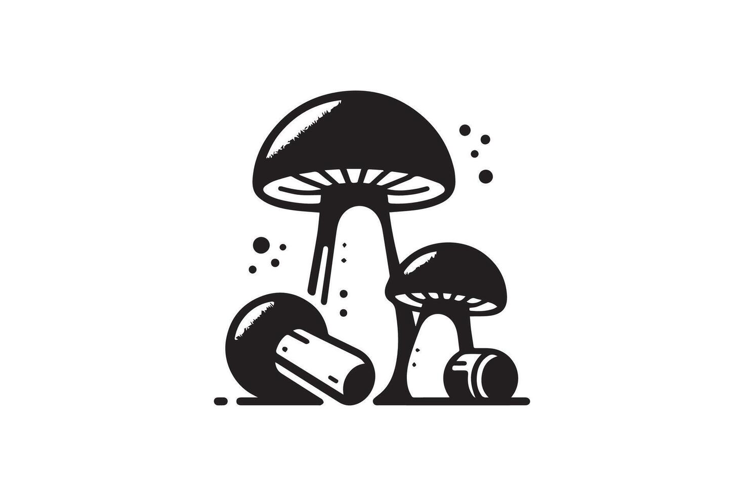 Black and white Mushroom silhouette vector