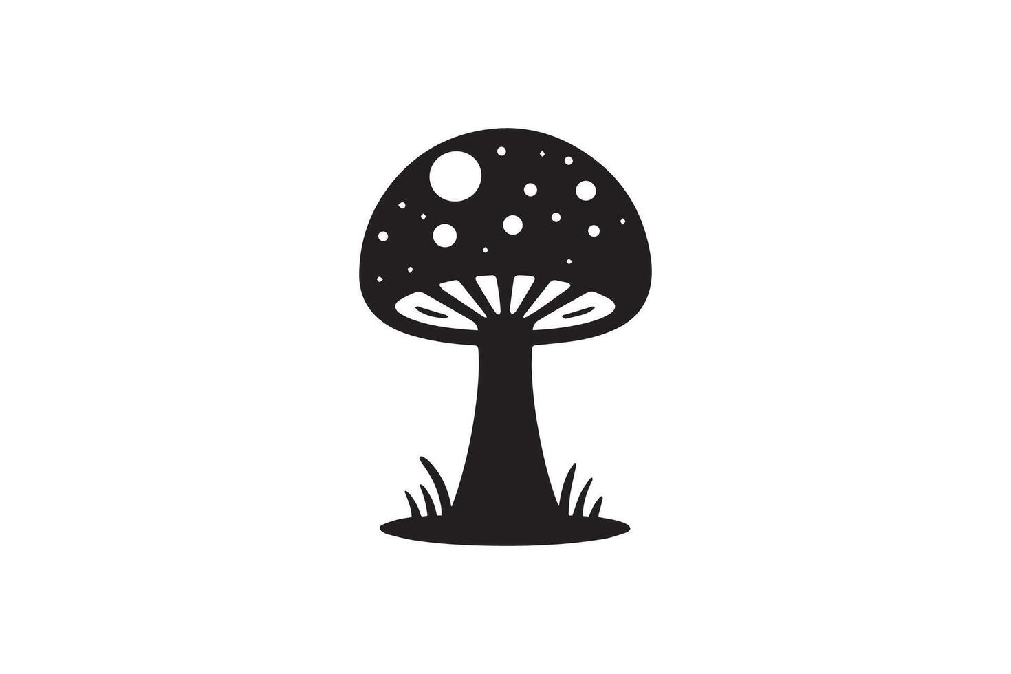 Black and white Mushroom silhouette vector