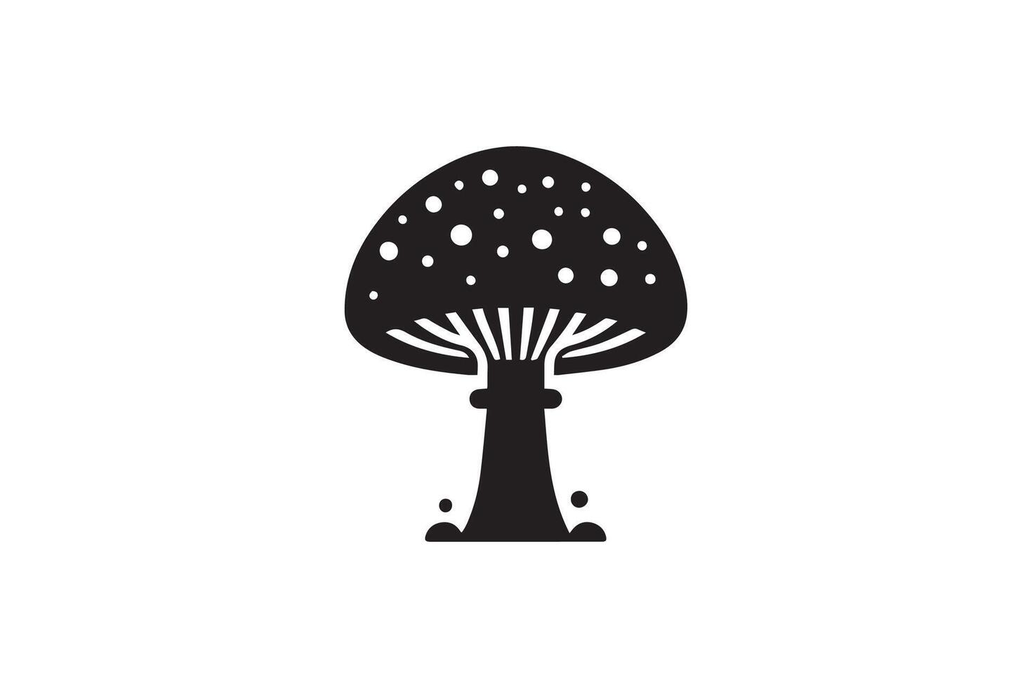 Black and white Mushroom silhouette vector