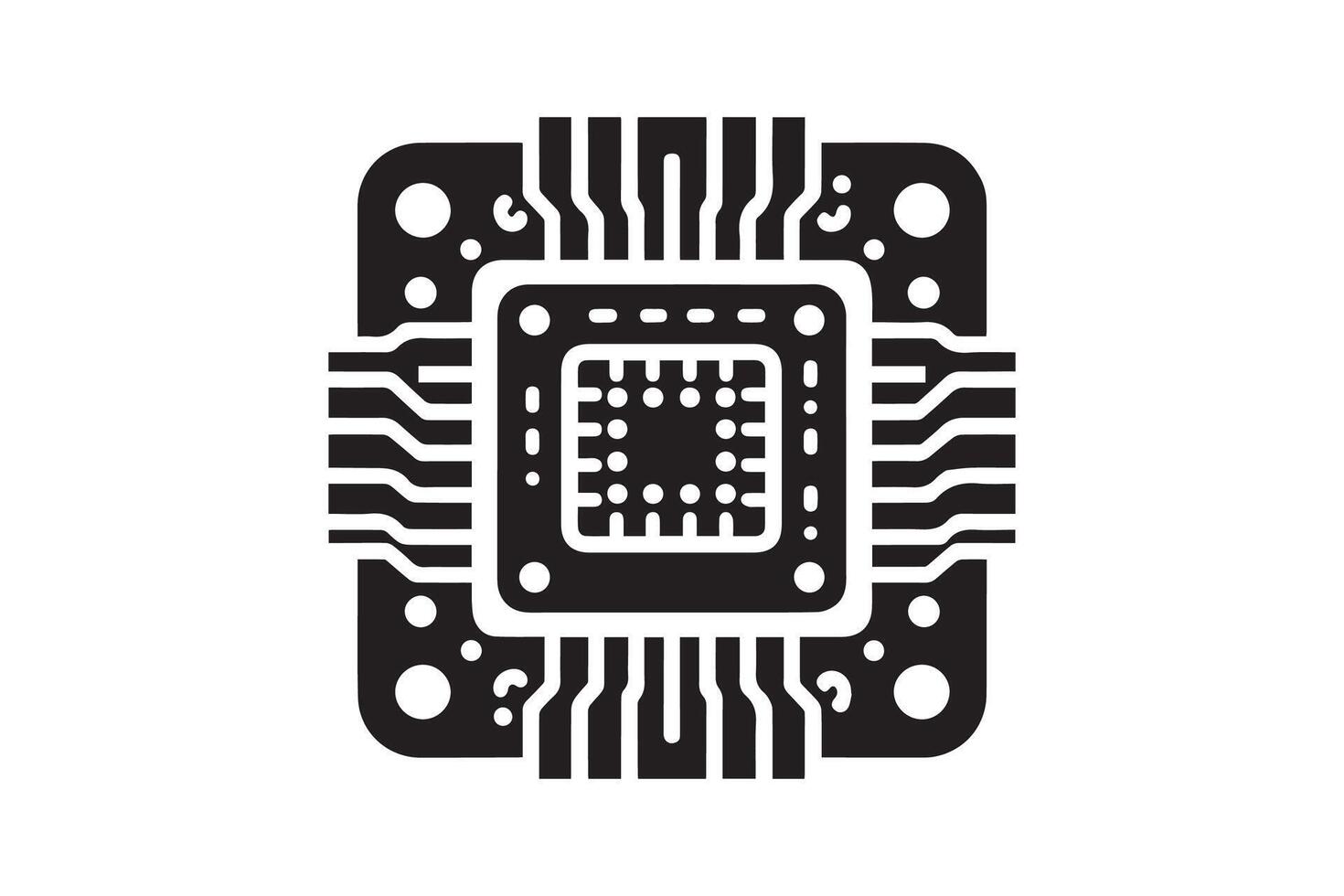 CPU silhouette in white background vector