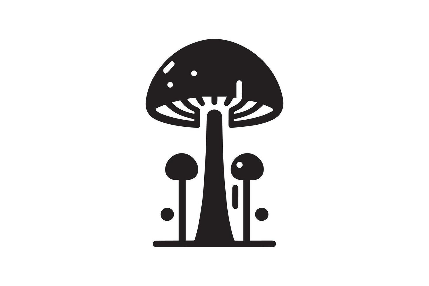 Black and white Mushroom silhouette vector