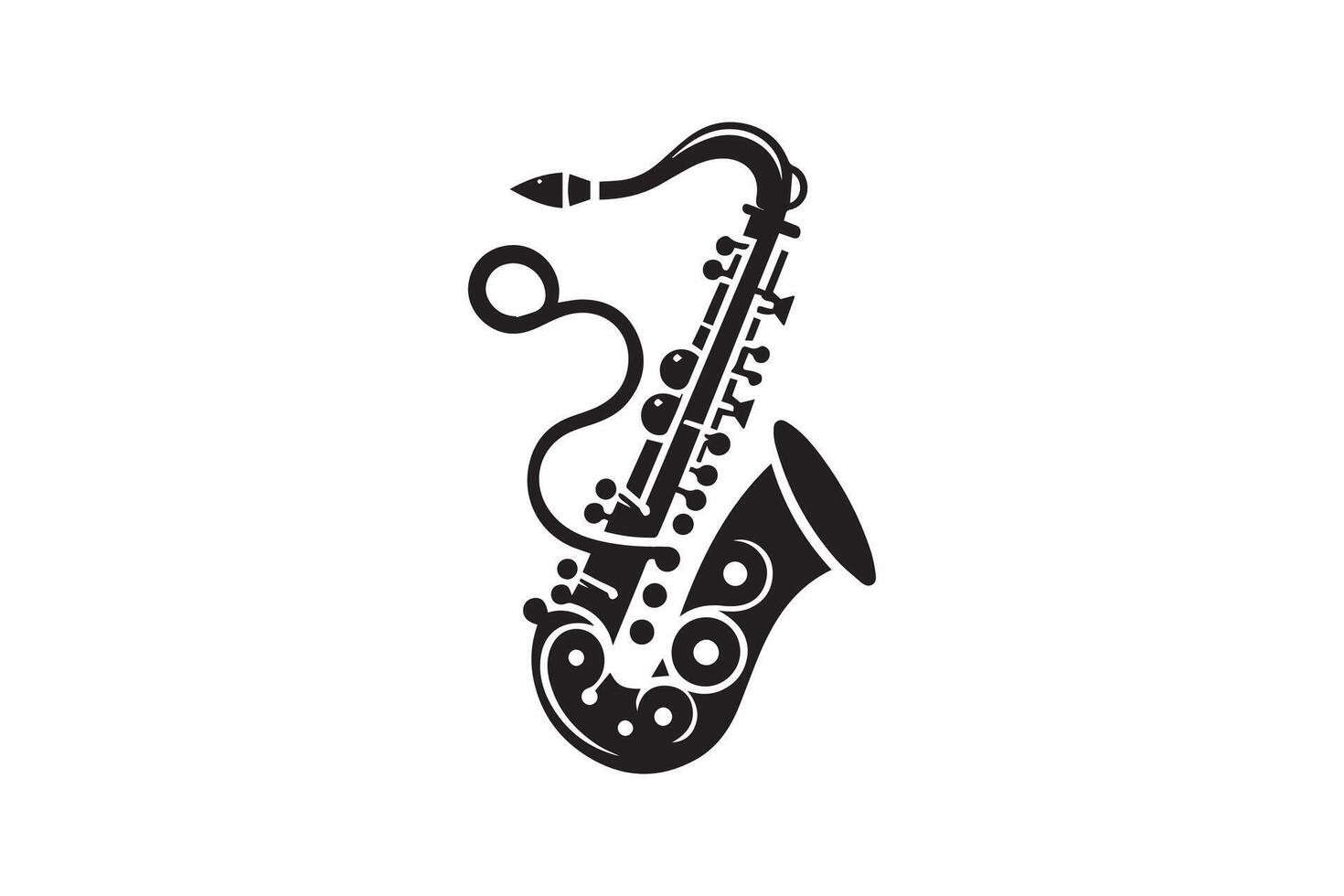 Minimalist and Simple Saxophone Silhouette Black Fill, Isolated, Black and White, White Background vector