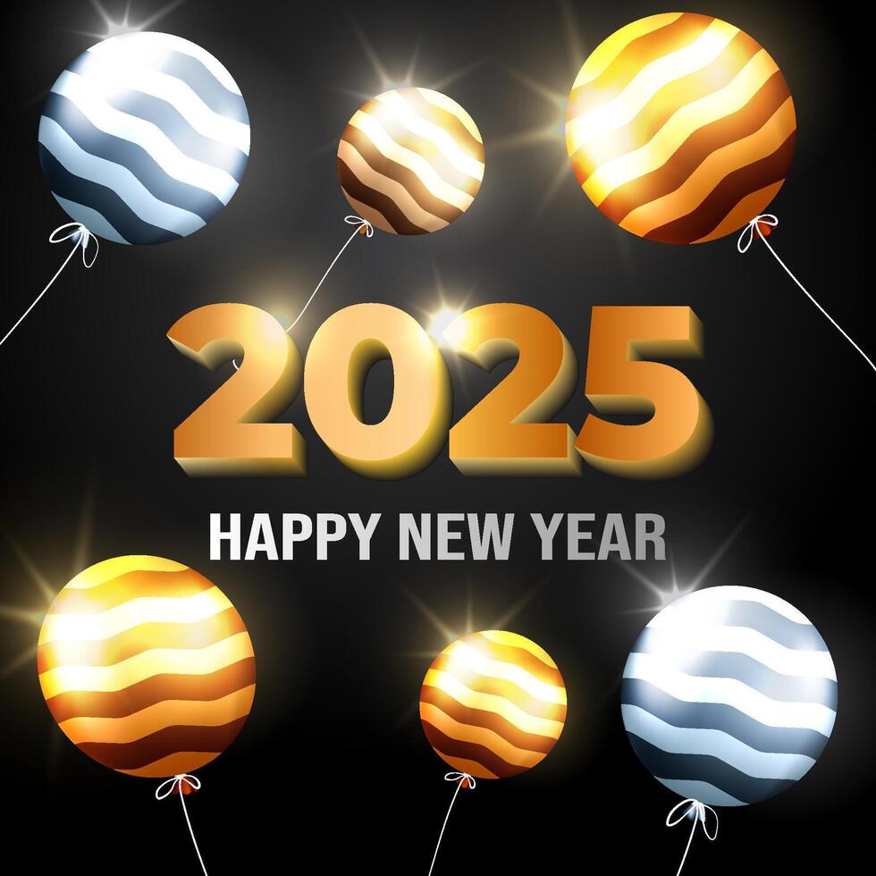 Happy new year 2024 with realistic balloon illustration vector