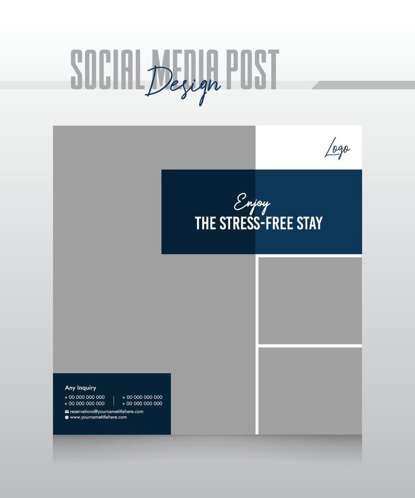 hotel and resort social media post template vector