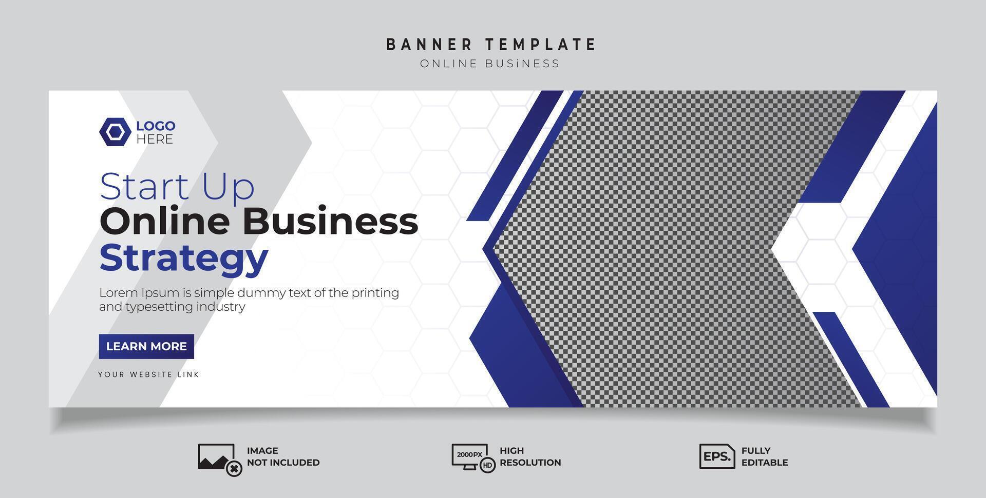 Marketing business banner template. Online business banner premium . web banner template vector