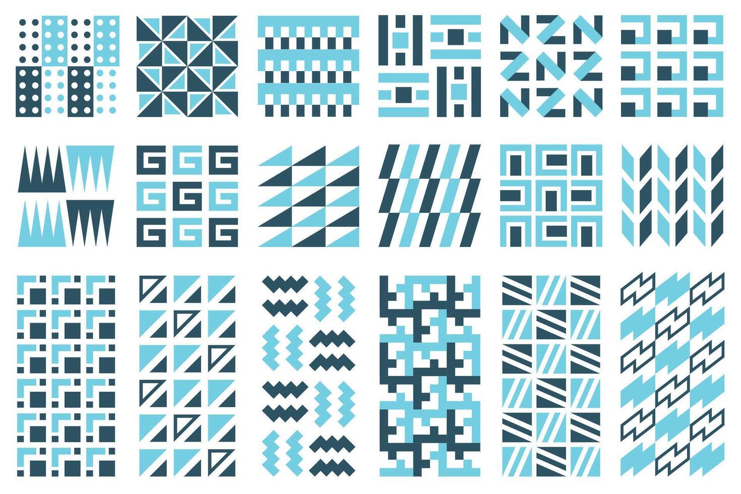 Geometric deGeometric design patterns in light and dark blue colors. Abstract flat mosaic geometrical repeatable patterns collection for your design projects.signs vector