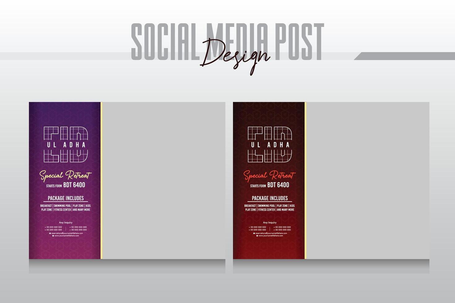 hotel and resort social media post template vector