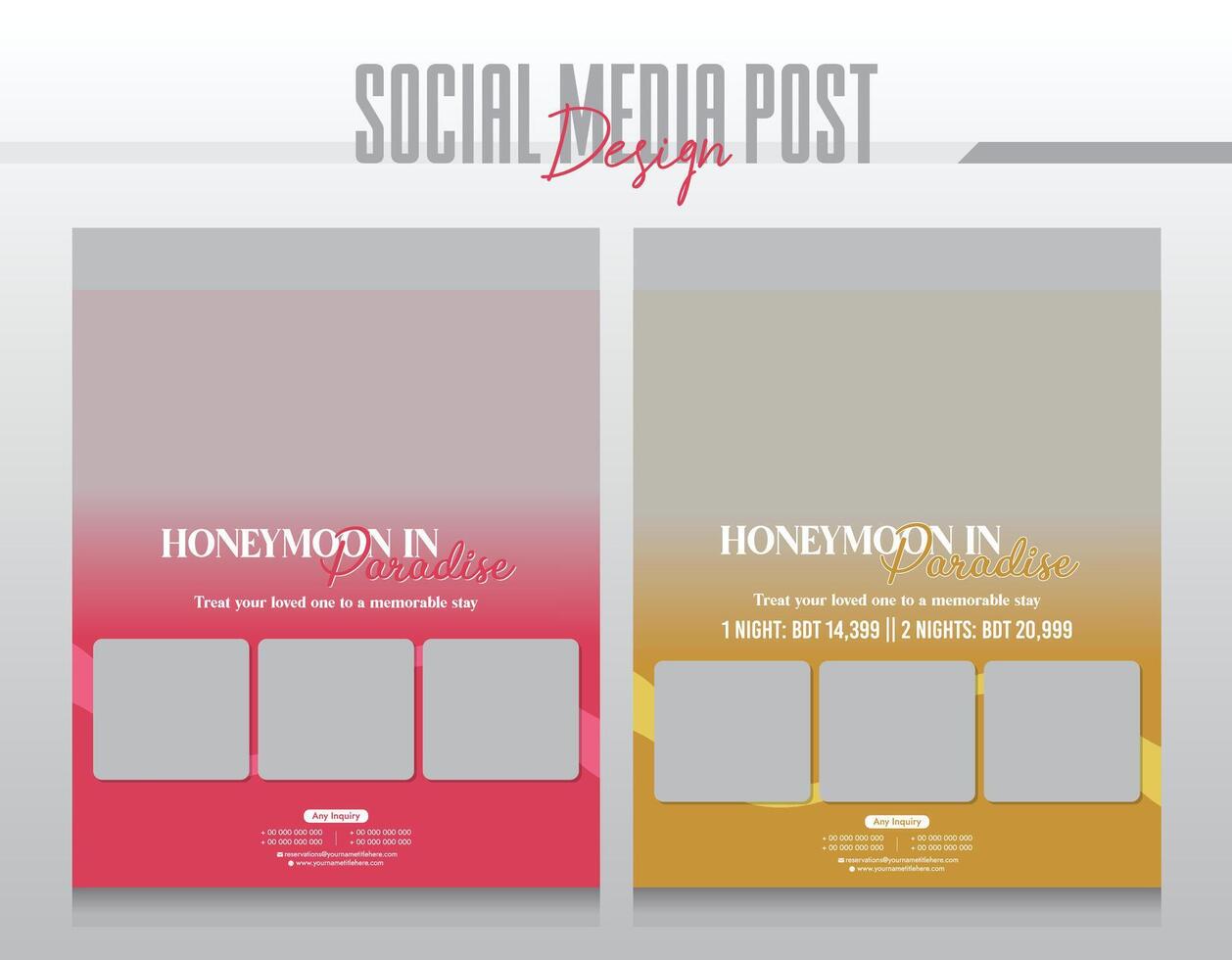 hotel and resort social media post template vector