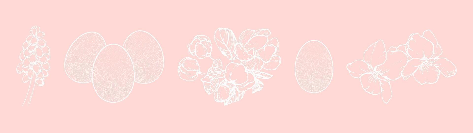 Graphical spring set isolated on pink background, illustration vector