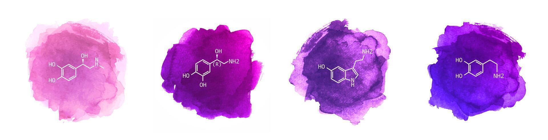 Neurotransmitters illustration on watercolor background vector