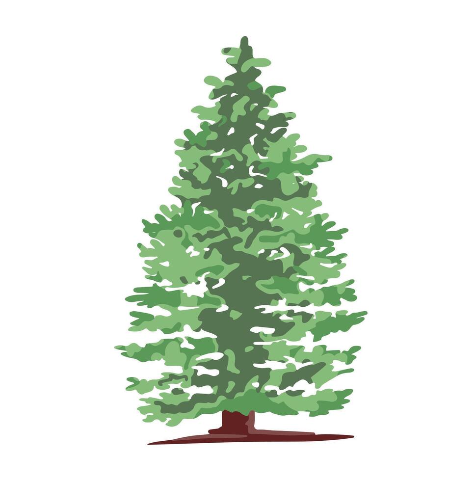 Colored simple illustration of Christmas tree, spruce. vector