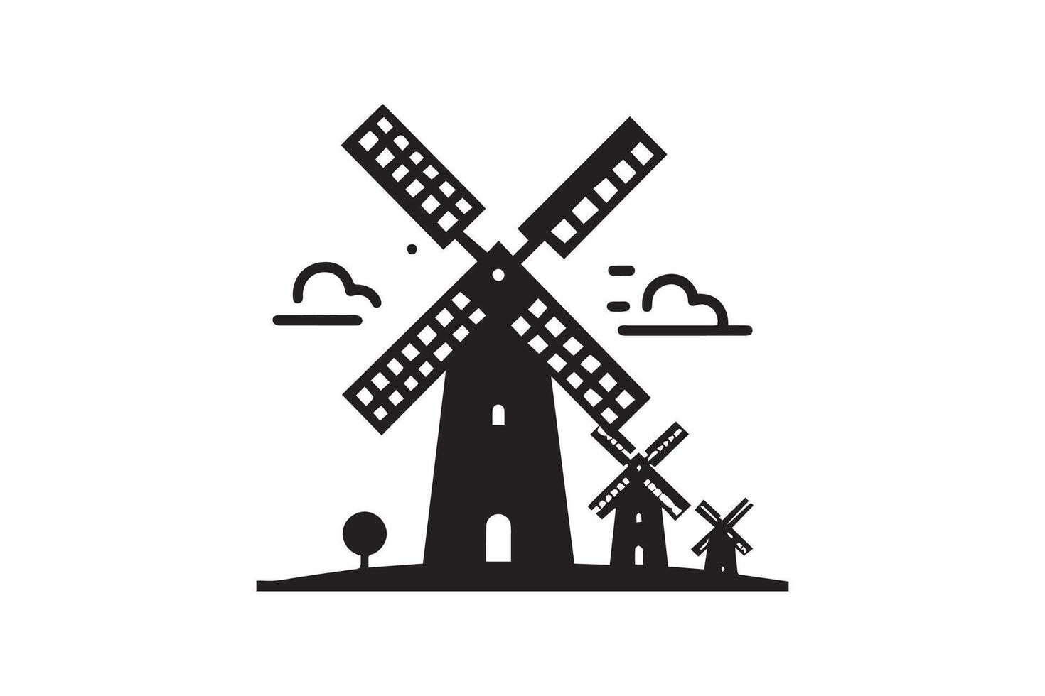 Windmill, turbine icon illustration. Windmill illustration. Windmill silhouettes vector