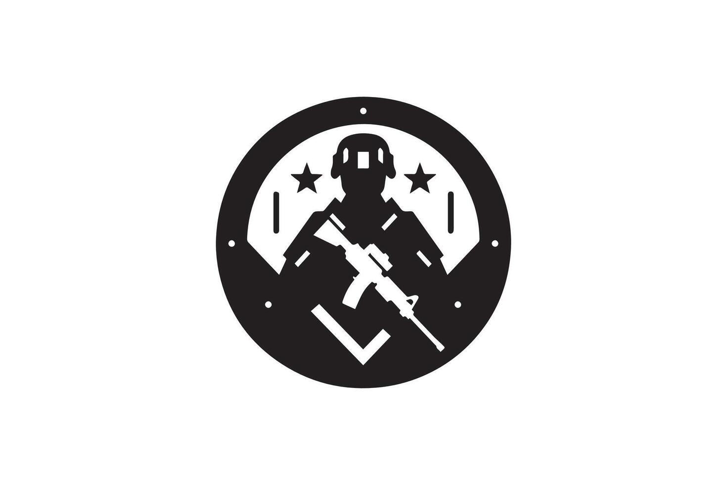 monochrome seal of the United States Navy, US Marine Corps, US Army logo. Military Rank Badge Line Icon illustration vector