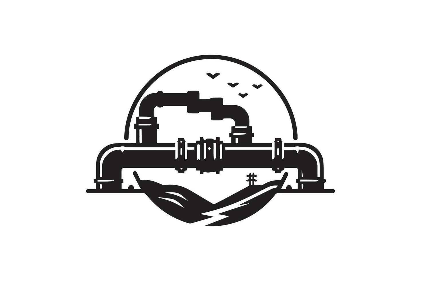 Water, oil or gas M3 pipeline illustration in a flat style vector