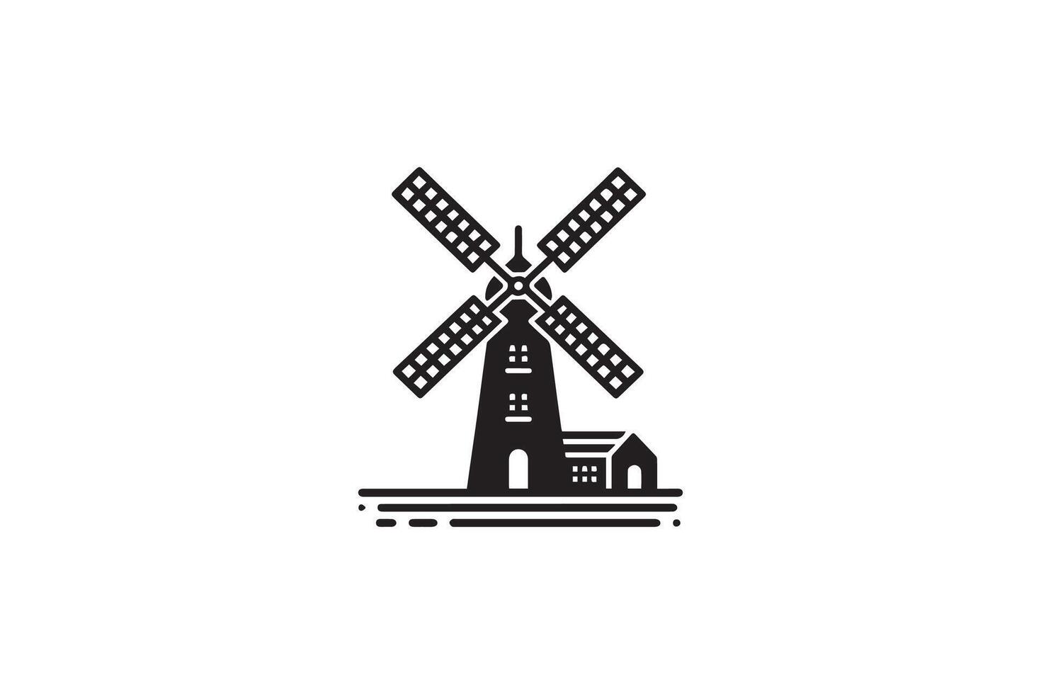 Windmill, turbine icon illustration. Windmill illustration. Windmill silhouettes vector
