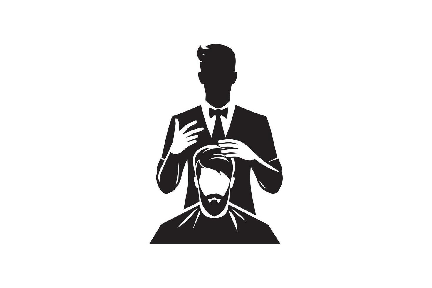 Barbershop Beard man White illustration. barber tools and elements vector