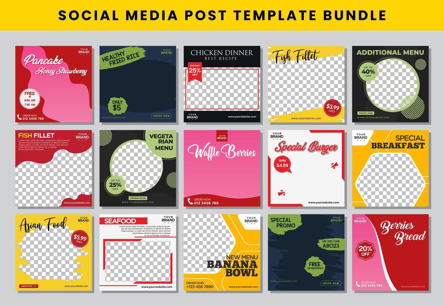 social media post design template Bundle set vector