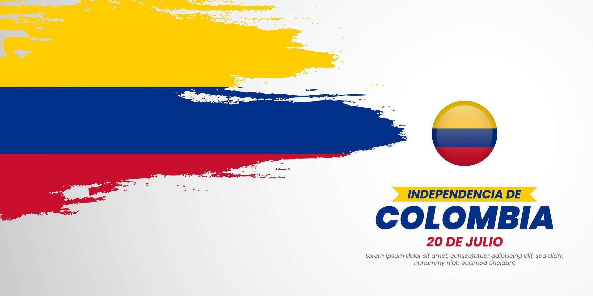 Abstract happy independence day of Colombia with creative watercolor national brush flag background vector