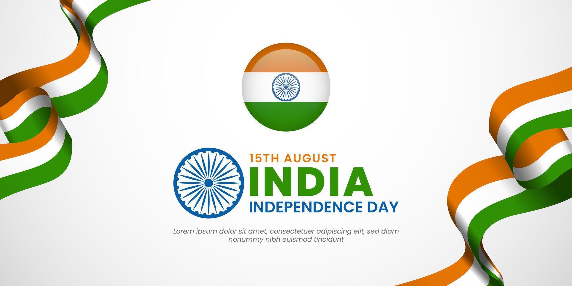 India Independence Day greeting card. Waving flags isolated on white background vector
