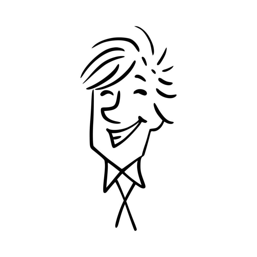 Avatar for Business Man in Doodle Hand-drawn. People faces hand drawn in doodle style. Black lines and silhouette. Social network concept. illustration vector