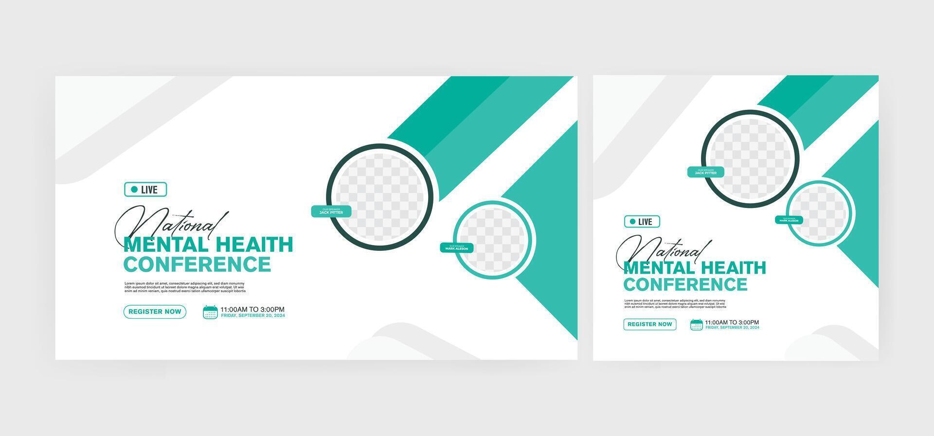 Mental Health webinar poster design great for social media post template. Modern and minimalist elegant mental health editable design. vector