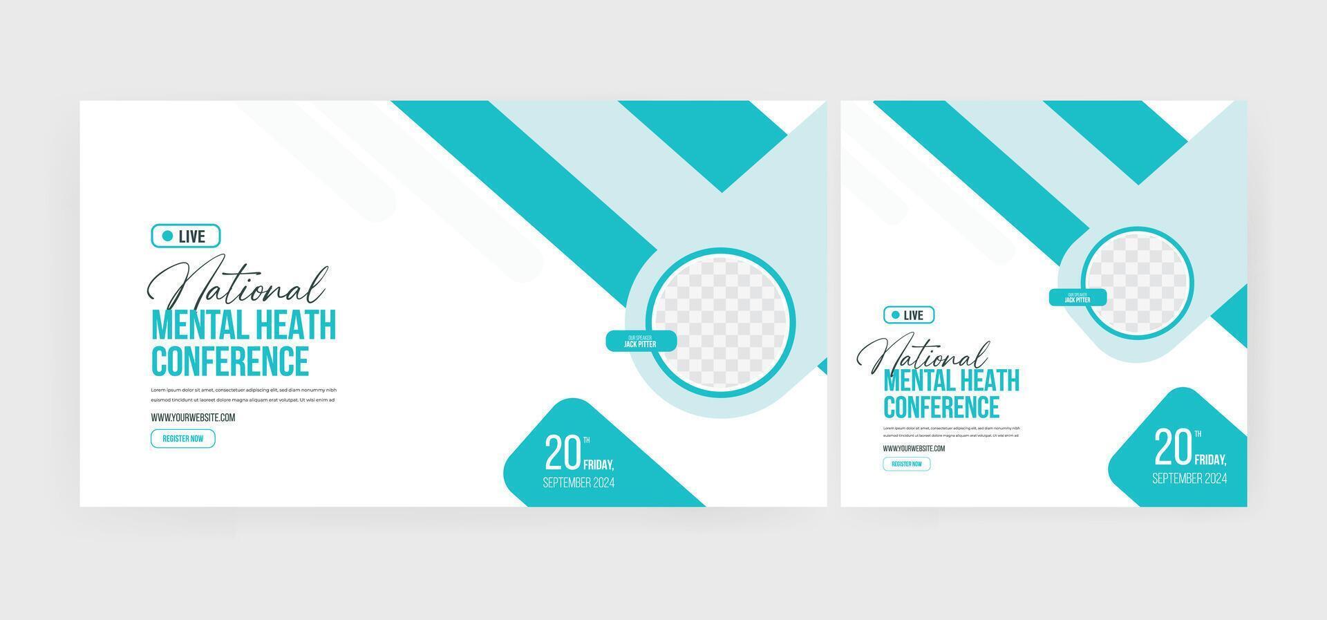 Mental Health webinar poster design great for social media post template. Modern and minimalist elegant mental health editable design. vector