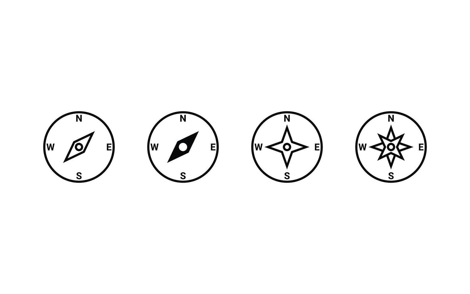 compass icon arrow map outline design on white background vector