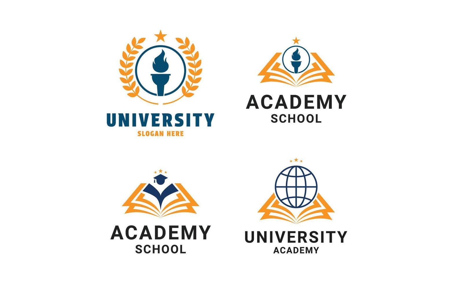 set collection university academy logo design concept idea vector