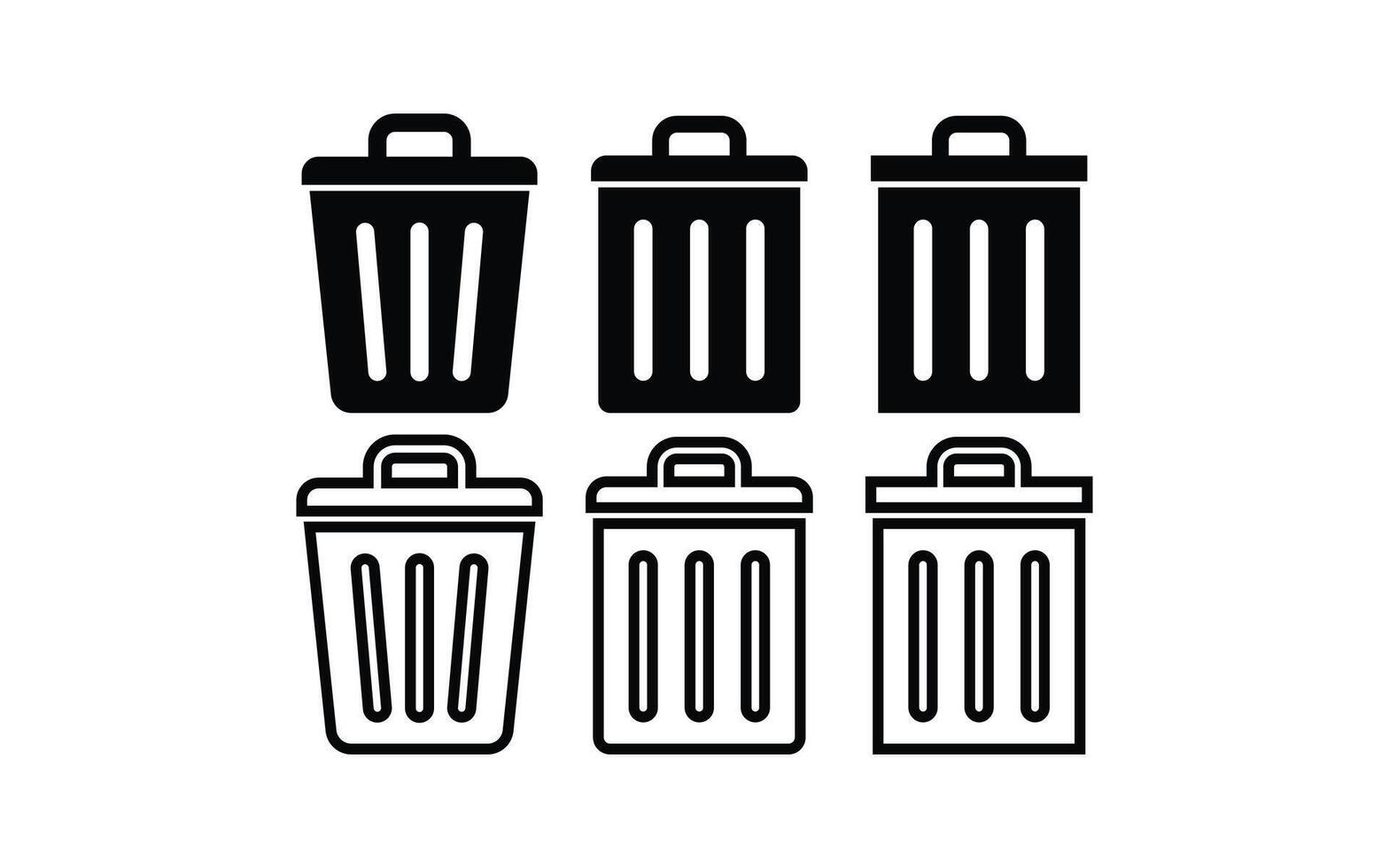 trash can icon design silhouette and outline design on white background vector