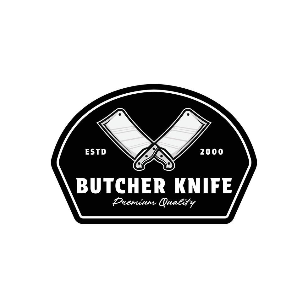 butcher knife logo design vintage retro badge vector