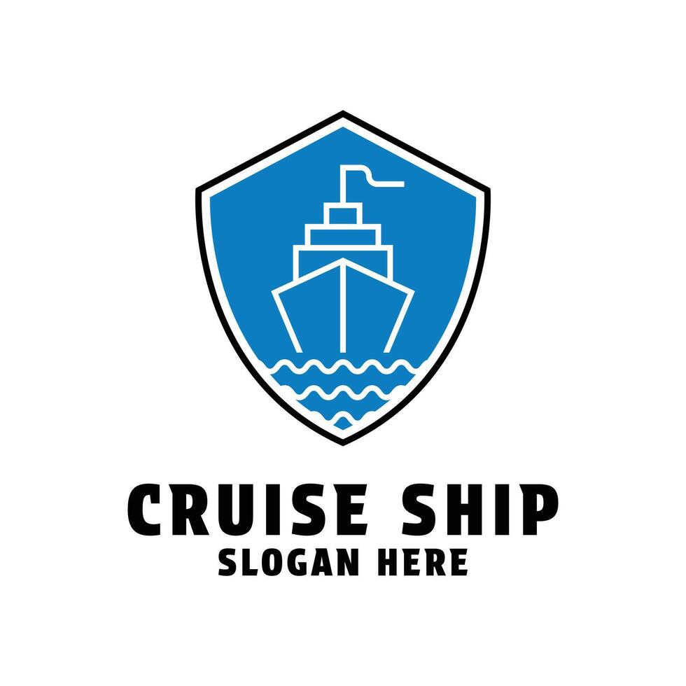 cruise ahip logo design concept idea with shield vector
