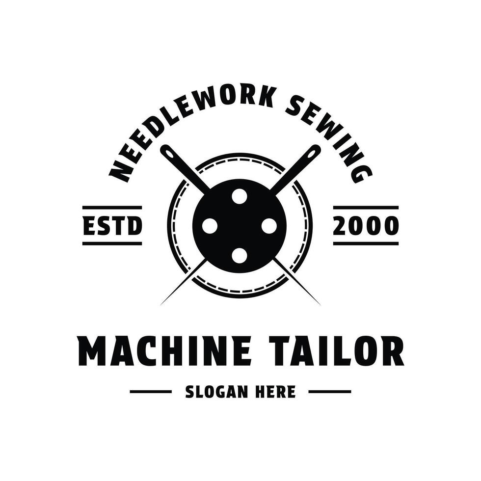 machine tailor logo design concept vintage retro style vector