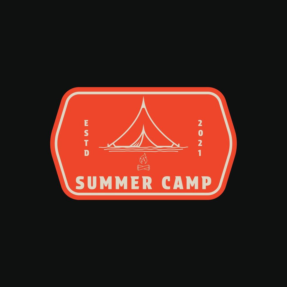 summer camp tent logo design concept idea with label vector