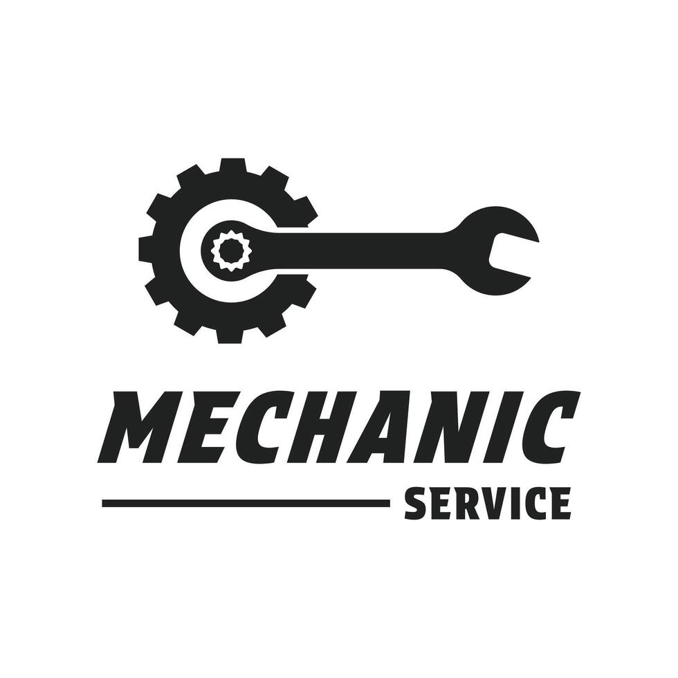 mechanic service logo design concept idea with wrench icon vector