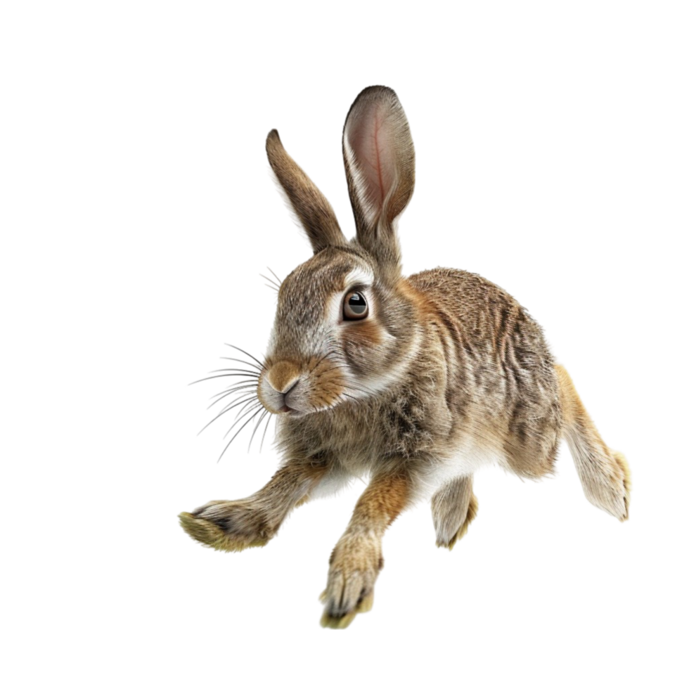Agile Rabbit in Motion on a transparent background. png