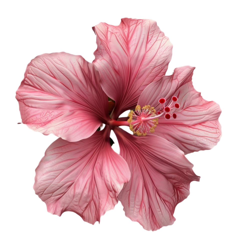 Single Pink Hibiscus Blossom On transparent background. png