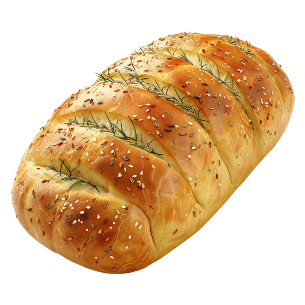 Bread with rosemary on it On transparent background. png