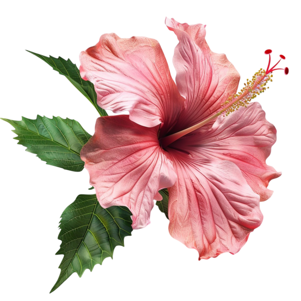 Pink hibiscus flower on transparent background. png