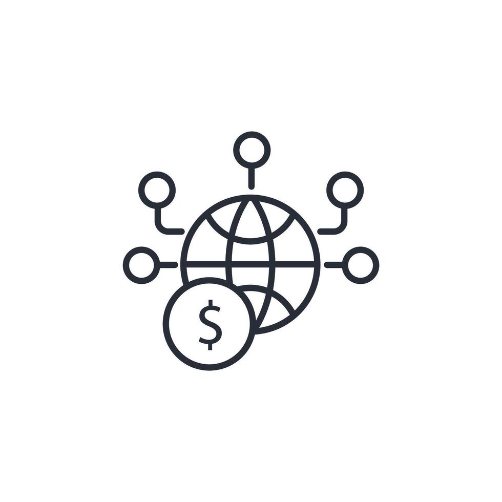 global dollar icon. .Editable stroke.linear style sign for use web design,logo.Symbol illustration. vector