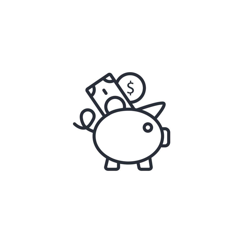 Piggy bank icon. .Editable stroke.linear style sign for use web design,logo.Symbol illustration. vector